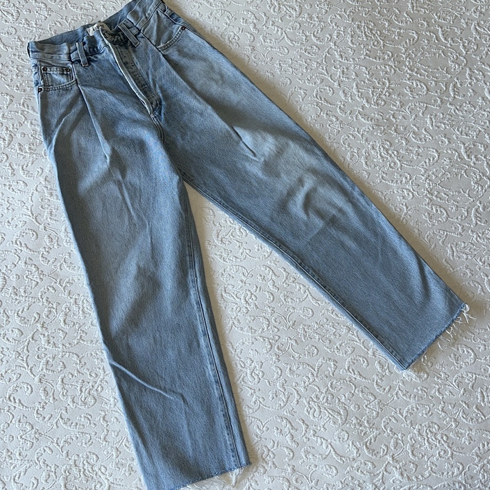 Agolde Folded Waistband Straight Leg Jeans in Sideline - Picture 5 of 14